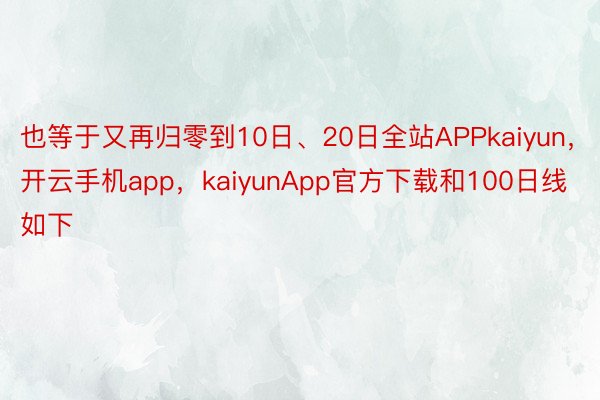 也等于又再归零到10日、20日全站APPkaiyun，开云手机app，kaiyunApp官方下载和100日线如下