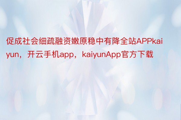 促成社会细疏融资嫩原稳中有降全站APPkaiyun，开云手机app，kaiyunApp官方下载